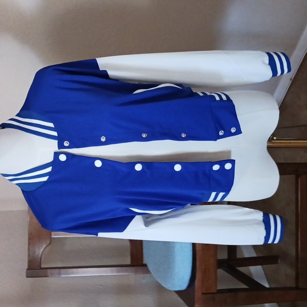 NWOT- Junior Girls Blue and White Varsity Style Jacket